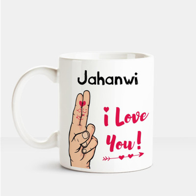 

Huppme I Love you Jahanwi printed personalized coffee mug Ceramic Mug(350 ml), Multicolor