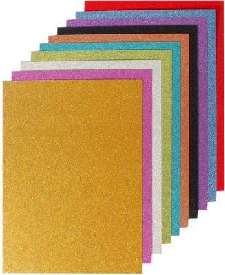 

Paraspapermart A4 Size Glitter Paper for Art and Craft, 250 gsm Paperboard, 10 Assorted Colors Glitter A4 Craft paper(Set of 10, Multicolor)