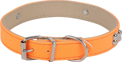 

SRI Adjustable Dog Collar With Dog Bone Shape Metal Stud- 2 CM Dog Everyday Collar(, Orange
