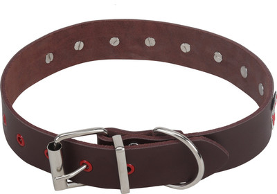

SRI Adjustable Dog Collar With Triangular Metal Rivet Studs And Bow Design-1.1 INCH Dog Everyday Collar(, Brown