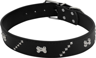 

SRI Imported High Quality Adjustable Dog Collar 1.2 Inch With Metal Rivet Studs Design Dog Everyday Collar(Medium, Black)