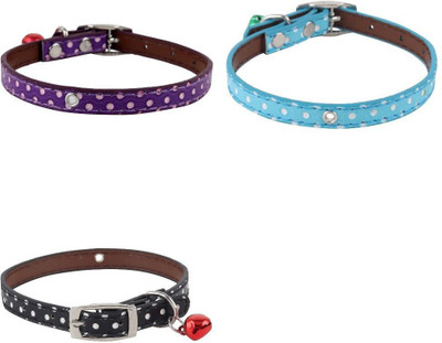 

SRI High Quality Combo Of 3 Polka Dots Collar With Bell For  Pet/Puppy/Cat Cat Everyday Collar(, Multicolor