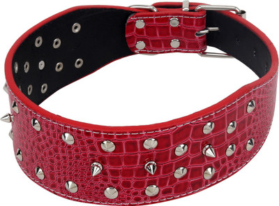 

SRI Adjustable Dog Collar 2.4 Inch With Triangular Metal Rivet Studs Design Dog Everyday Collar(, Magenta