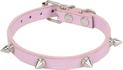 

SRI Imported High Quality Adjustable Puppy Collar With Triangular Metal Rivet Studs Design-1 CM Width (Light Pink) Cat Everyday Collar(, Light Pink