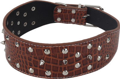 

SRI Adjustable Dog Collar 2.4 Inch With Triangular Metal Rivet Studs Design Dog Everyday Collar(, Brown