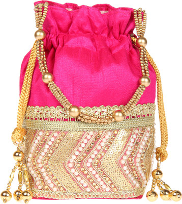 

Dice Potli Pearl Line Pink Potli(Pink)
