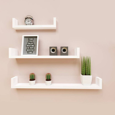 OnlinePurchas U Rack MDF Wall Shelf Wooden Wall Shelf(Number of Shelves - 3, White)