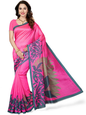 Ishin Printed Bhagalpuri Art Silk Saree(Pink)
