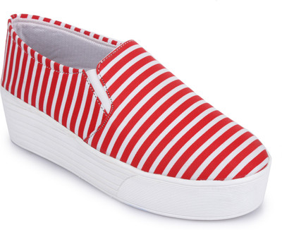 

Vilax Fashionable Sneakers Slip On Sneakers For Women(Red, White