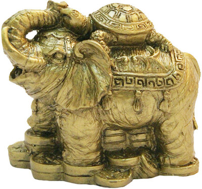 

DivyaMantra Feng Shui Tortoise On Elephant Decorative Showpiece - 6.5 cm(Polyresin, Yellow)