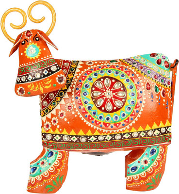 

NG Art Ventura Handpainted Buffalo Decorative Showpiece - 20 cm(Wooden, Iron, Multicolor)