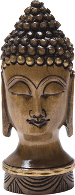 

VAlMONT Handcarved Wooden Buddha Decorative Showpiece - 15.24 cm(Wooden, Brown)