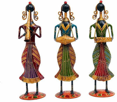 

NG Art Ventura Set of Three Multicoloured Women Musicians ( 11 Inches tall) Decorative Showpiece - 27 cm(Wooden, Iron, Multicolor)