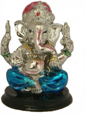 

DivyaMantra Hindu God Ganeshji Murti Sculpture Statue Puja / Car Dashboard Idol For Good Luck Financial Prosperity Blue Decorative Showpiece - 5.5 cm(Polyresin, Silver)