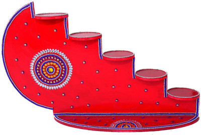 

Poojan Handicfart Decorative Showpiece - 25.4 cm(Wooden, Red)