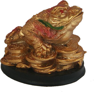 

DivyaMantra Feng Shui King Money Toad Three Legged Frog on Wealth Bed For Prosperity Financial Business Good Luck Decorative Showpiece - 6.5 cm(Polyresin, Gold)