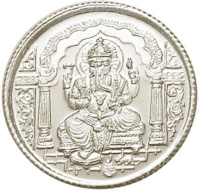 

Arkina Diamonds Ganesha lotus coin Decorative Showpiece - 2.5 cm(Silver, Silver)