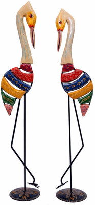 

NG Art Ventura 33 Inches Tall Exquisitely Handcrafted Cranes : Set of 2 Decorative Showpiece - 83 cm(Wooden, Iron, Multicolor)