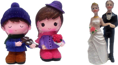 

FABZONE Combo Of 2 Valentine Romantic Love couple Statue - Handicraft Decorative Home Interior & Table Décor Figurine / Marriage Wedding Anniversary Antique Gift item Decorative Showpiece - 11 cm(Polyresin, Multicolor)