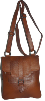 

PE Men & Women Casual Tan Genuine Leather Sling Bag