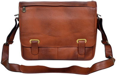 

PE Men Casual Tan Genuine Leather Sling Bag