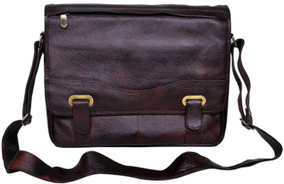 

PE Men Casual Brown Genuine Leather Sling Bag