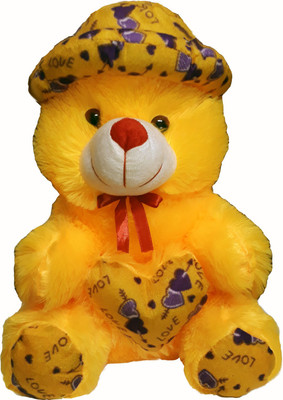 

Brudo Cute & Soft yellow teddy bear with attached cap & heart - 40 cm(Yellow)