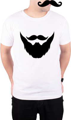 Mooch Wale Printed Men Round Neck White T-Shirt