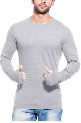 Try This Self Design Men Round Neck Grey T-Shirt