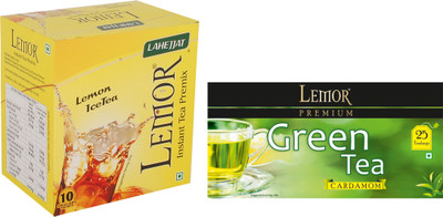 

Lemor 1 Pack of Lemon flavour Instant Ice Tea (10 sachet) and 1 Pack of 25 Cardamom Tea Bags Box(35 Bags)