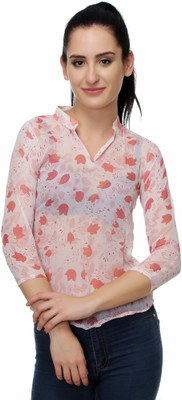 adyuth Casual 3/4 Sleeve Floral Print Women White Top