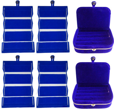 

Funkroo Combo 4 pc blue earring folder and 2 pc blue ear ring box jewelry vanity box Makeup Vanity Box(Multicolor)