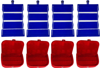 

Funkroo Combo 4 pc blue earring folder and 4 pc red ear ring box vanity case Makeup Vanity Box(Multicolor)