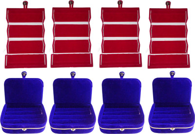 

Funkroo combo deal 4pc red earing folder & 4pc blue ring vanity box Makeup Vanity Box(Multicolor)