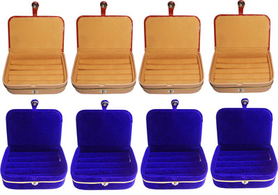 

Funkroo combo deal 4pc blue ring box & 4pc brown ring vanity box Makeup Vanity Box(Multicolor)