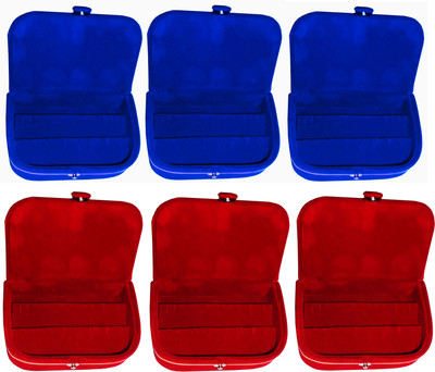 

Funkroo Combo 3 pc red earring box and 3 pc blue ear ring folder vanity case Makeup Vanity Box(Multicolor)