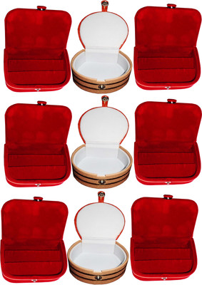 

Funkroo Combo 3 pc red earring box 3 pc red ear ring folder 3 pc bangle box jewelry vanity case Makeup Vanity Box(Multicolor)