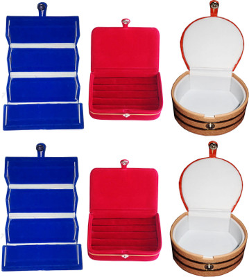 

Funkroo Combo 2 pc blue earring folder 2 red ear ring box and 2 pc bangle box jewelry vanity case Makeup Vanity Box(Multicolor)