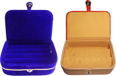 

Funkroo combo deal blue earring box & brown earring earring vanity box Makeup Vanity Box(Multicolor)