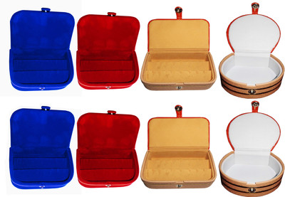 

Funkroo Combo 2 pc blue earring box 2 pc red ear ring box 2 pc brown earring folder 2 pc bangle jewelry vanity case Makeup Vanity Box(Multicolor)