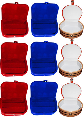 

Funkroo Combo 3 pc blue earring box 3 pc red ear ring folder 3 pc bangle box jewelry vanity case Makeup Vanity Box(Multicolor)