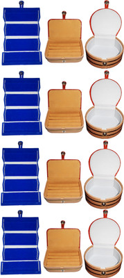 

Funkroo Combo 4 pc blue earring folder 4 ear ring box and 4 pc bangle box jewelry vanity case Makeup Vanity Box(Multicolor)