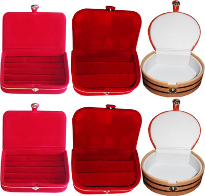 

Funkroo Combo 2 pc red ring box 2 pc red ear ring box and 2 pc bangle box Makeup Vanity Box(Multicolor)