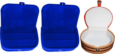

Funkroo Combo 1 pc blue earring box 1 pc blue ear ring folder 1 pc bangle box jewelry vanity case Makeup Vanity Box(Multicolor)