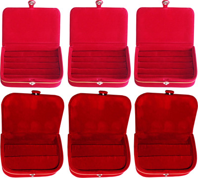 

Funkroo combo deal 3pc red ring box & 3pc red earring vanity box Makeup Vanity Box(Multicolor)
