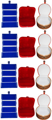 

Funkroo Combo 4 pc blue earring folder 4 red ear ring box and 4 pc bangle box jewelry vanity case Makeup Vanity Box(Multicolor)