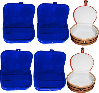 

Funkroo Combo 2 pc blue earring box 2 pc blue ear ring folder 2 pc bangle box jewelry vanity case Makeup Vanity Box(Multicolor)