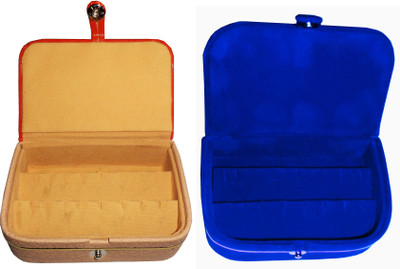 

Funkroo Combo earring box and blue ear ring folder vanity case Makeup Vanity Box(Multicolor)