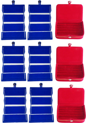 

Funkroo Combo 6 pc blue earring folder and 3 pc maroon ear ring box jewelry vanity box Makeup Vanity Box(Multicolor)