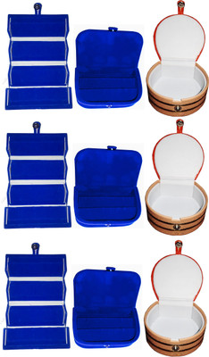 

Funkroo Combo 3 pc blue earring folder 3 blue ear ring box and 3 pc bangle box jewelry vanity case Makeup Vanity Box(Multicolor)